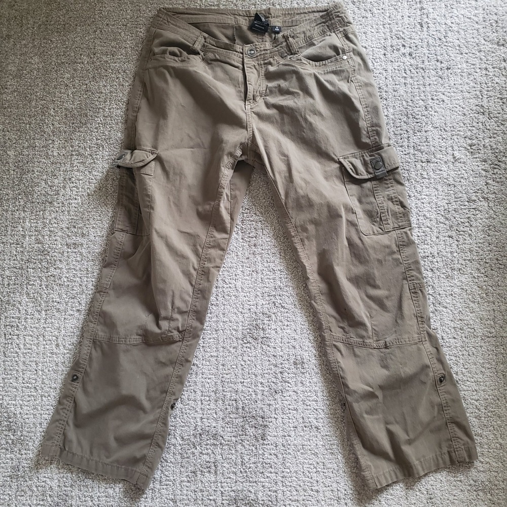 Kuhl Roll Up Convertible Cargo Pants Hiking Travel Outdoor Olive Green Size 10 - Picture 1 of 13